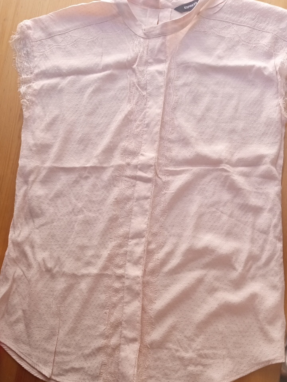 Express Light Blush Pink Cap-Sleeve Button Front Blouse